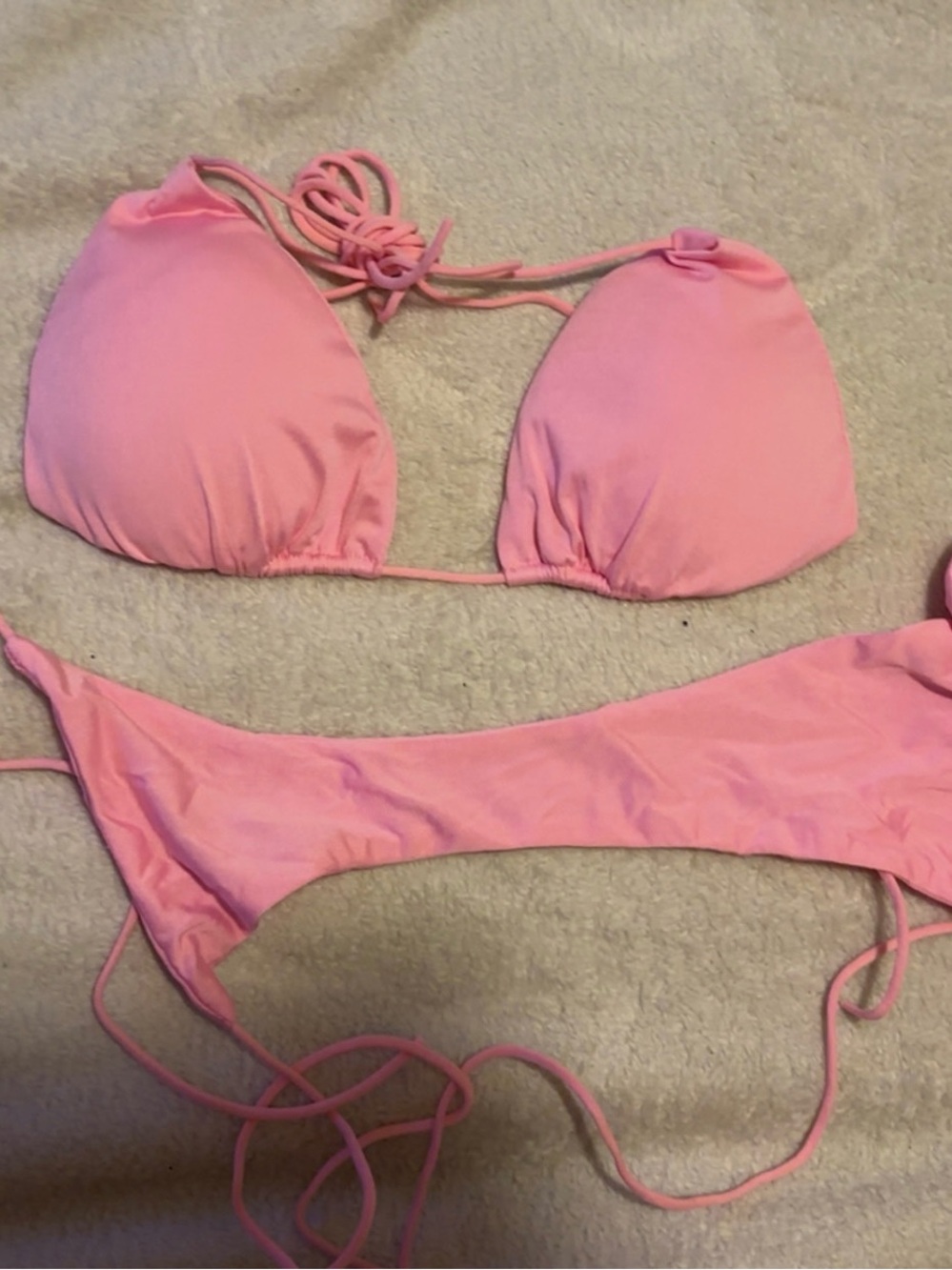 Baby pink bikini set with adjustable straps